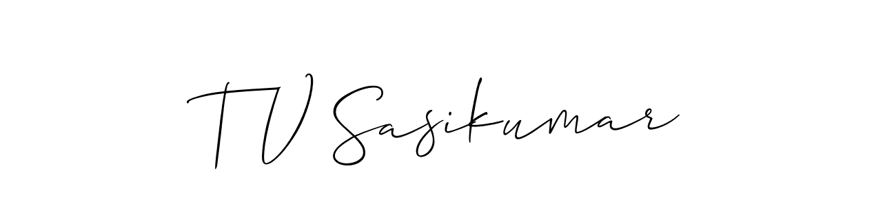 Create a beautiful signature design for name T V Sasikumar. With this signature (Allison_Script) fonts, you can make a handwritten signature for free. T V Sasikumar signature style 2 images and pictures png