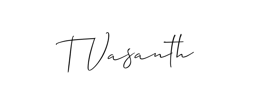 Similarly Allison_Script is the best handwritten signature design. Signature creator online .You can use it as an online autograph creator for name T Vasanth. T Vasanth signature style 2 images and pictures png