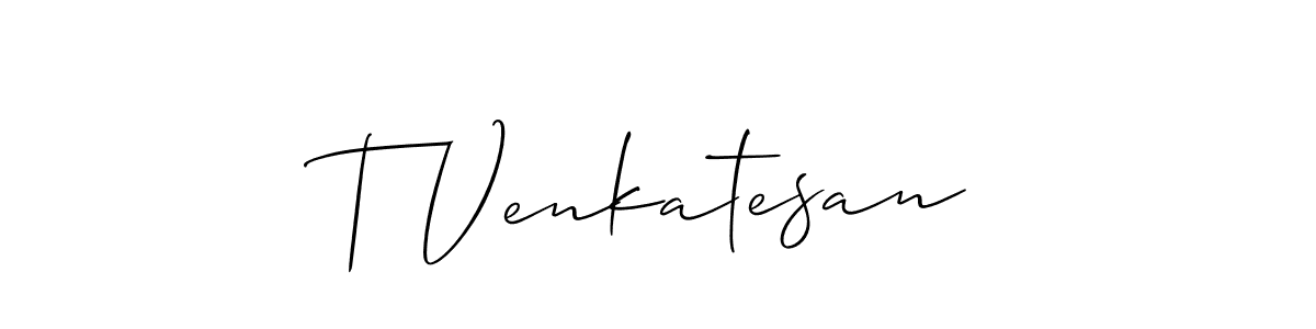 Use a signature maker to create a handwritten signature online. With this signature software, you can design (Allison_Script) your own signature for name T Venkatesan. T Venkatesan signature style 2 images and pictures png