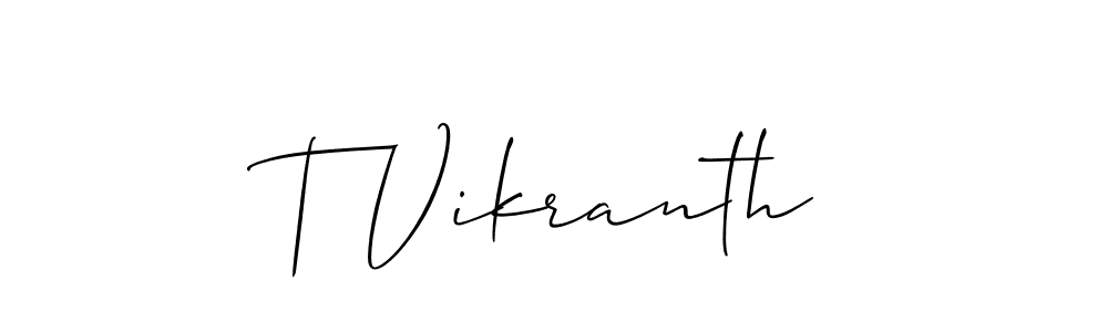 How to make T Vikranth signature? Allison_Script is a professional autograph style. Create handwritten signature for T Vikranth name. T Vikranth signature style 2 images and pictures png