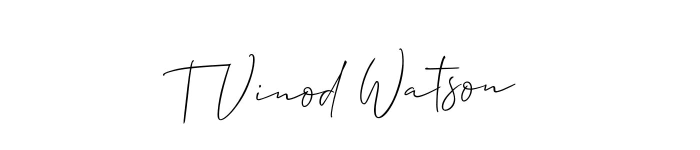 Create a beautiful signature design for name T Vinod Watson. With this signature (Allison_Script) fonts, you can make a handwritten signature for free. T Vinod Watson signature style 2 images and pictures png