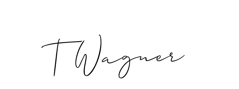 Use a signature maker to create a handwritten signature online. With this signature software, you can design (Allison_Script) your own signature for name T Wagner. T Wagner signature style 2 images and pictures png