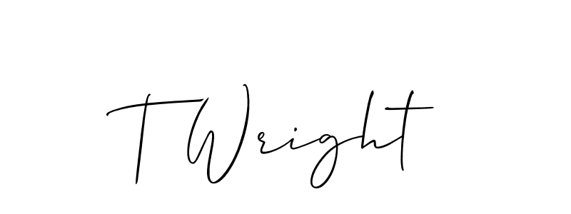 The best way (Allison_Script) to make a short signature is to pick only two or three words in your name. The name T Wright include a total of six letters. For converting this name. T Wright signature style 2 images and pictures png