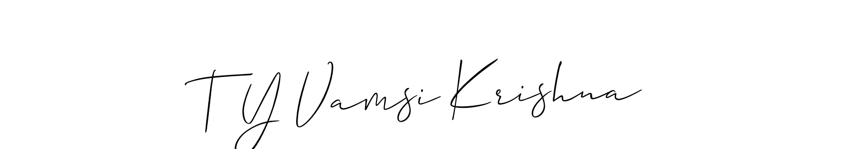 Also You can easily find your signature by using the search form. We will create T Y Vamsi Krishna name handwritten signature images for you free of cost using Allison_Script sign style. T Y Vamsi Krishna signature style 2 images and pictures png