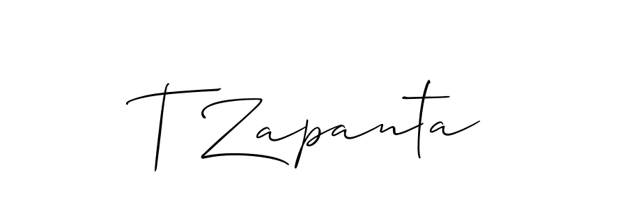 How to make T Zapanta name signature. Use Allison_Script style for creating short signs online. This is the latest handwritten sign. T Zapanta signature style 2 images and pictures png