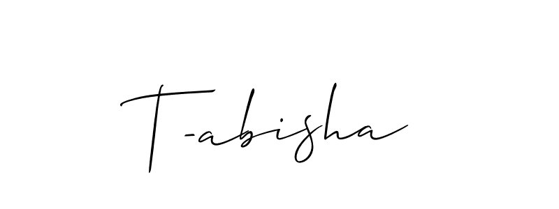 Allison_Script is a professional signature style that is perfect for those who want to add a touch of class to their signature. It is also a great choice for those who want to make their signature more unique. Get T-abisha name to fancy signature for free. T-abisha signature style 2 images and pictures png