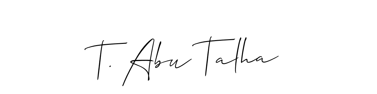 Check out images of Autograph of T. Abu Talha name. Actor T. Abu Talha Signature Style. Allison_Script is a professional sign style online. T. Abu Talha signature style 2 images and pictures png