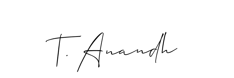 Similarly Allison_Script is the best handwritten signature design. Signature creator online .You can use it as an online autograph creator for name T. Anandh. T. Anandh signature style 2 images and pictures png