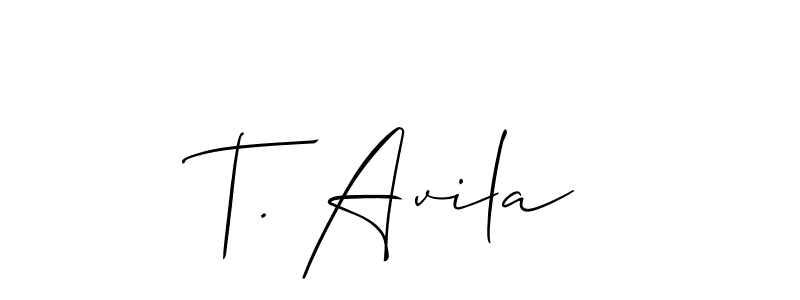 Design your own signature with our free online signature maker. With this signature software, you can create a handwritten (Allison_Script) signature for name T. Avila. T. Avila signature style 2 images and pictures png