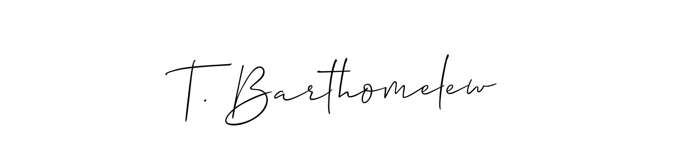 Use a signature maker to create a handwritten signature online. With this signature software, you can design (Allison_Script) your own signature for name T. Barthomelew. T. Barthomelew signature style 2 images and pictures png