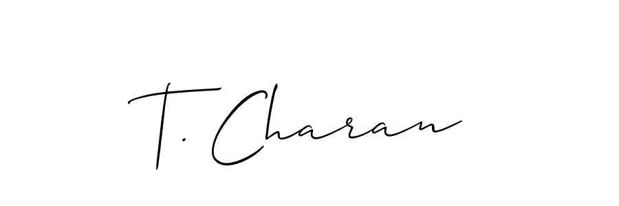 Use a signature maker to create a handwritten signature online. With this signature software, you can design (Allison_Script) your own signature for name T. Charan. T. Charan signature style 2 images and pictures png