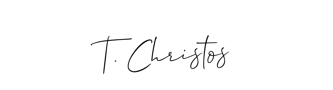 The best way (Allison_Script) to make a short signature is to pick only two or three words in your name. The name T. Christos include a total of six letters. For converting this name. T. Christos signature style 2 images and pictures png