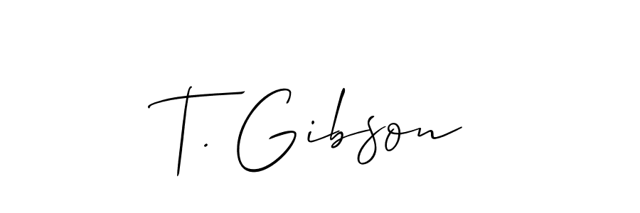 Make a beautiful signature design for name T. Gibson. With this signature (Allison_Script) style, you can create a handwritten signature for free. T. Gibson signature style 2 images and pictures png