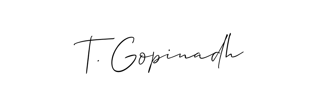 Make a short T. Gopinadh signature style. Manage your documents anywhere anytime using Allison_Script. Create and add eSignatures, submit forms, share and send files easily. T. Gopinadh signature style 2 images and pictures png