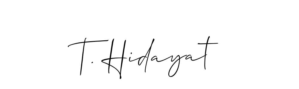 Make a beautiful signature design for name T. Hidayat. With this signature (Allison_Script) style, you can create a handwritten signature for free. T. Hidayat signature style 2 images and pictures png