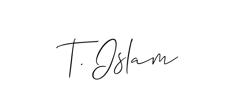 Make a short T. Islam signature style. Manage your documents anywhere anytime using Allison_Script. Create and add eSignatures, submit forms, share and send files easily. T. Islam signature style 2 images and pictures png