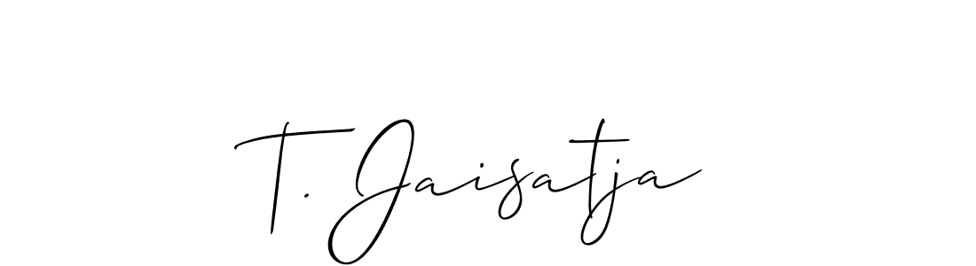 if you are searching for the best signature style for your name T. Jaisatja. so please give up your signature search. here we have designed multiple signature styles  using Allison_Script. T. Jaisatja signature style 2 images and pictures png