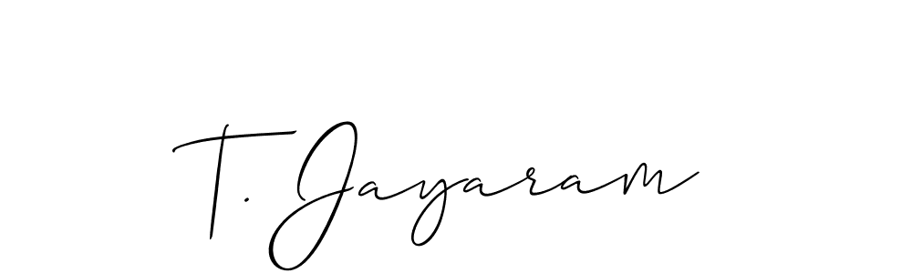 The best way (Allison_Script) to make a short signature is to pick only two or three words in your name. The name T. Jayaram include a total of six letters. For converting this name. T. Jayaram signature style 2 images and pictures png