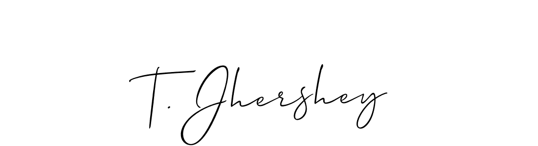 Use a signature maker to create a handwritten signature online. With this signature software, you can design (Allison_Script) your own signature for name T. Jhershey. T. Jhershey signature style 2 images and pictures png