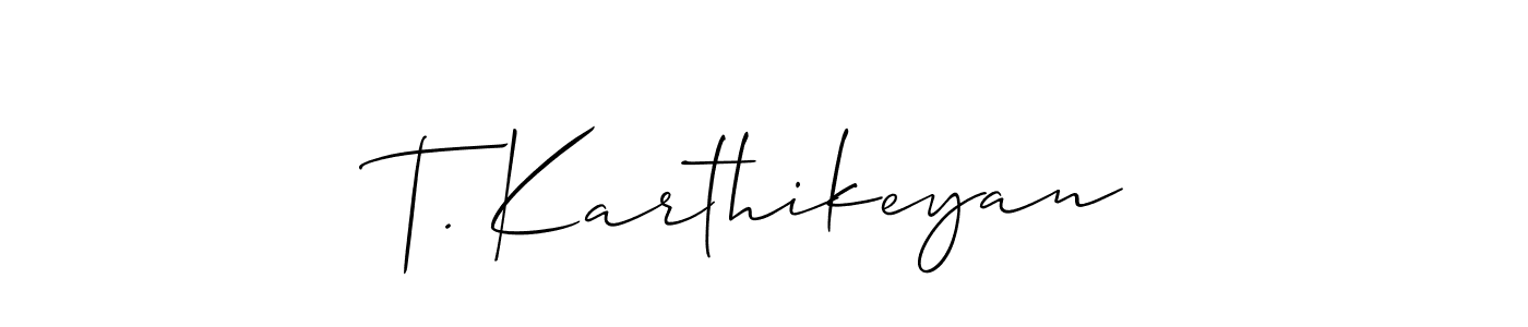 Design your own signature with our free online signature maker. With this signature software, you can create a handwritten (Allison_Script) signature for name T. Karthikeyan. T. Karthikeyan signature style 2 images and pictures png
