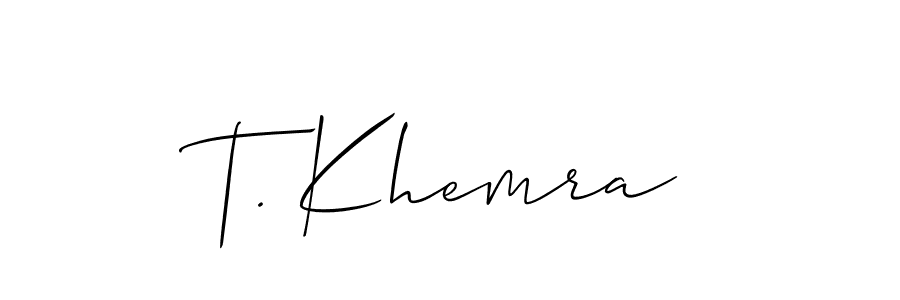 Once you've used our free online signature maker to create your best signature Allison_Script style, it's time to enjoy all of the benefits that T. Khemra name signing documents. T. Khemra signature style 2 images and pictures png