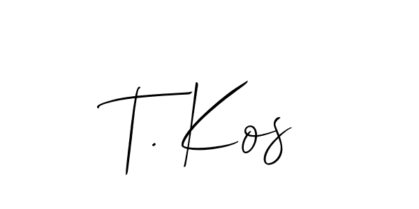 T. Kos stylish signature style. Best Handwritten Sign (Allison_Script) for my name. Handwritten Signature Collection Ideas for my name T. Kos. T. Kos signature style 2 images and pictures png