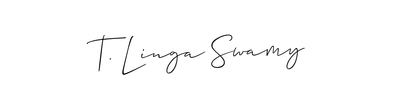 You should practise on your own different ways (Allison_Script) to write your name (T. Linga Swamy) in signature. don't let someone else do it for you. T. Linga Swamy signature style 2 images and pictures png