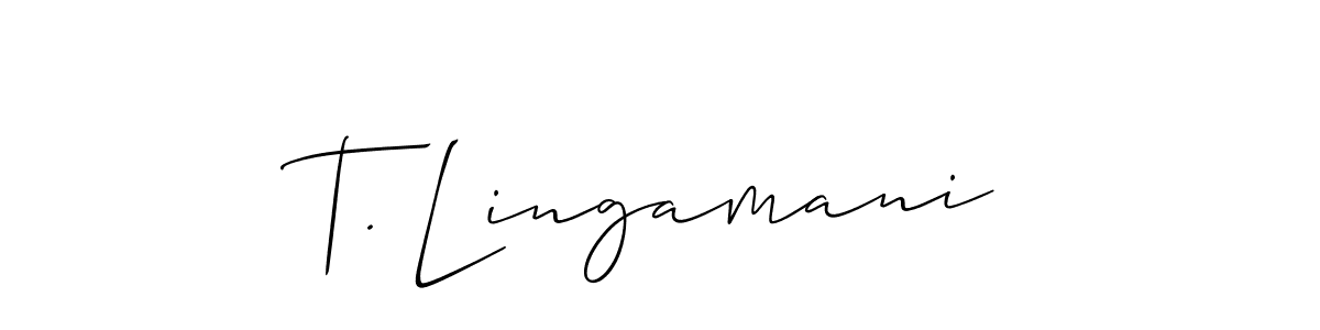 Also we have T. Lingamani name is the best signature style. Create professional handwritten signature collection using Allison_Script autograph style. T. Lingamani signature style 2 images and pictures png