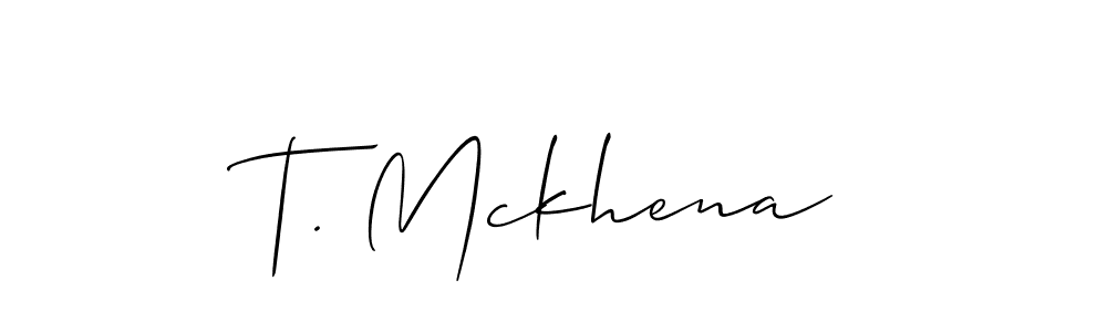 Make a beautiful signature design for name T. Mckhena. With this signature (Allison_Script) style, you can create a handwritten signature for free. T. Mckhena signature style 2 images and pictures png