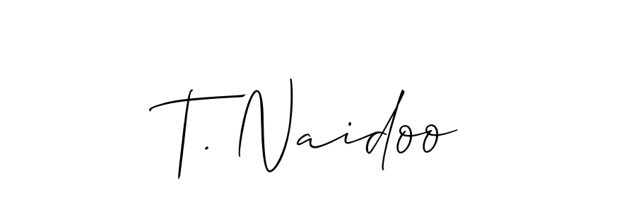 You should practise on your own different ways (Allison_Script) to write your name (T. Naidoo) in signature. don't let someone else do it for you. T. Naidoo signature style 2 images and pictures png