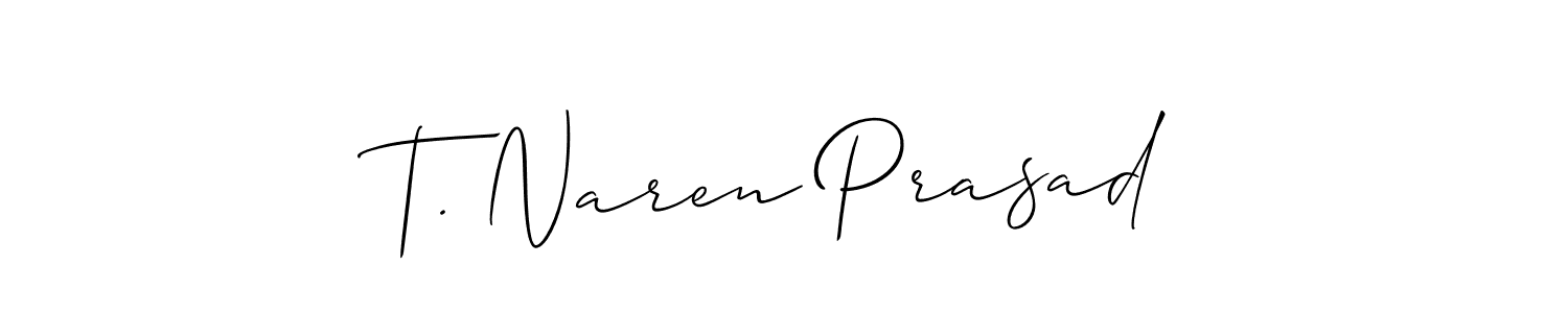 How to make T. Naren Prasad name signature. Use Allison_Script style for creating short signs online. This is the latest handwritten sign. T. Naren Prasad signature style 2 images and pictures png