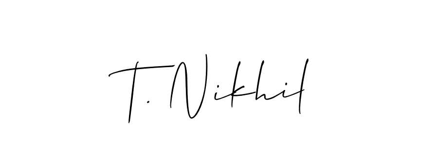 Make a short T. Nikhil signature style. Manage your documents anywhere anytime using Allison_Script. Create and add eSignatures, submit forms, share and send files easily. T. Nikhil signature style 2 images and pictures png