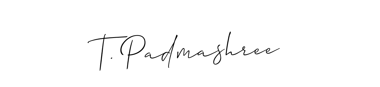 Allison_Script is a professional signature style that is perfect for those who want to add a touch of class to their signature. It is also a great choice for those who want to make their signature more unique. Get T. Padmashree name to fancy signature for free. T. Padmashree signature style 2 images and pictures png