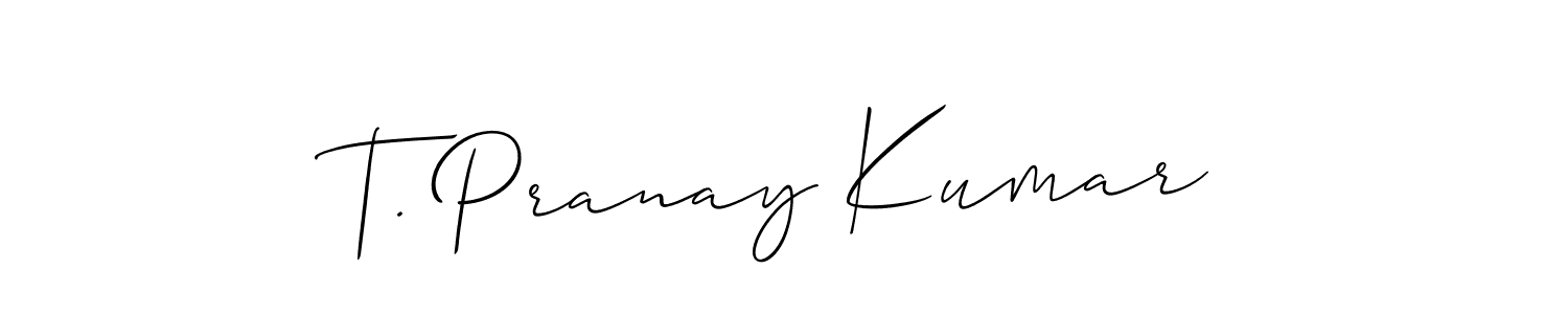 Allison_Script is a professional signature style that is perfect for those who want to add a touch of class to their signature. It is also a great choice for those who want to make their signature more unique. Get T. Pranay Kumar name to fancy signature for free. T. Pranay Kumar signature style 2 images and pictures png