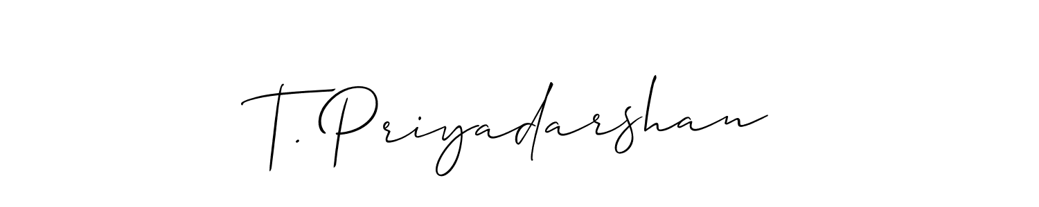 You should practise on your own different ways (Allison_Script) to write your name (T. Priyadarshan) in signature. don't let someone else do it for you. T. Priyadarshan signature style 2 images and pictures png