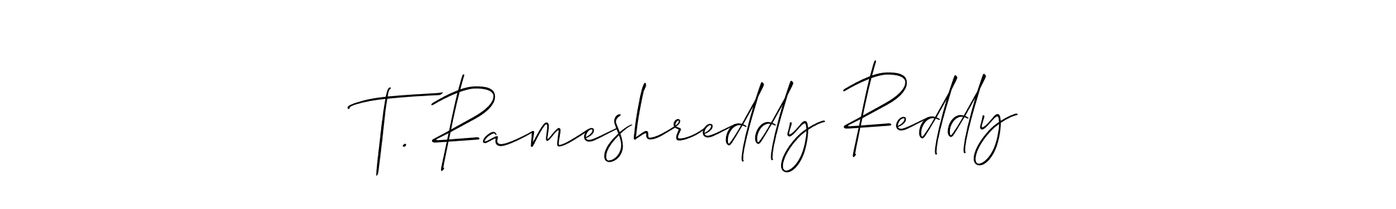 Also You can easily find your signature by using the search form. We will create T. Rameshreddy Reddy name handwritten signature images for you free of cost using Allison_Script sign style. T. Rameshreddy Reddy signature style 2 images and pictures png