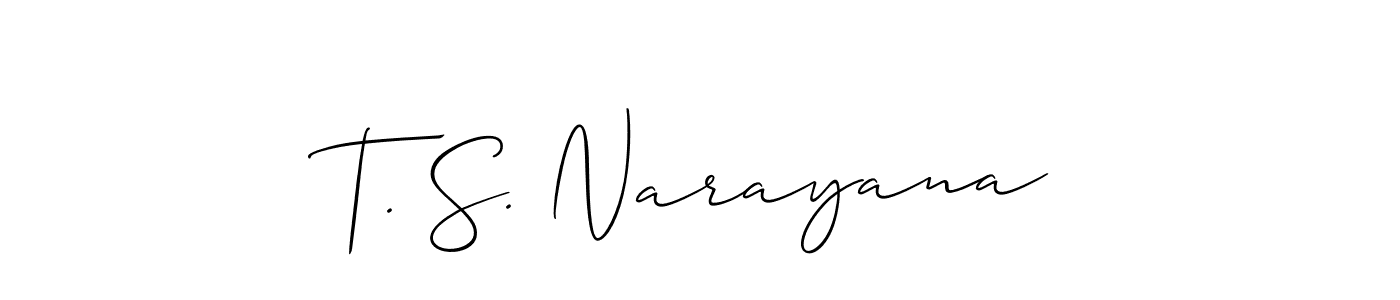 Make a short T. S. Narayana signature style. Manage your documents anywhere anytime using Allison_Script. Create and add eSignatures, submit forms, share and send files easily. T. S. Narayana signature style 2 images and pictures png