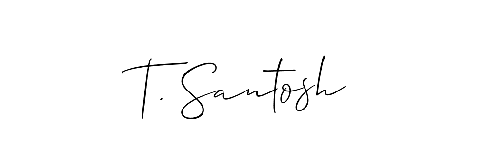 Similarly Allison_Script is the best handwritten signature design. Signature creator online .You can use it as an online autograph creator for name T. Santosh. T. Santosh signature style 2 images and pictures png