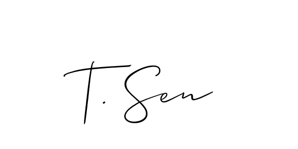 Check out images of Autograph of T. Sen name. Actor T. Sen Signature Style. Allison_Script is a professional sign style online. T. Sen signature style 2 images and pictures png