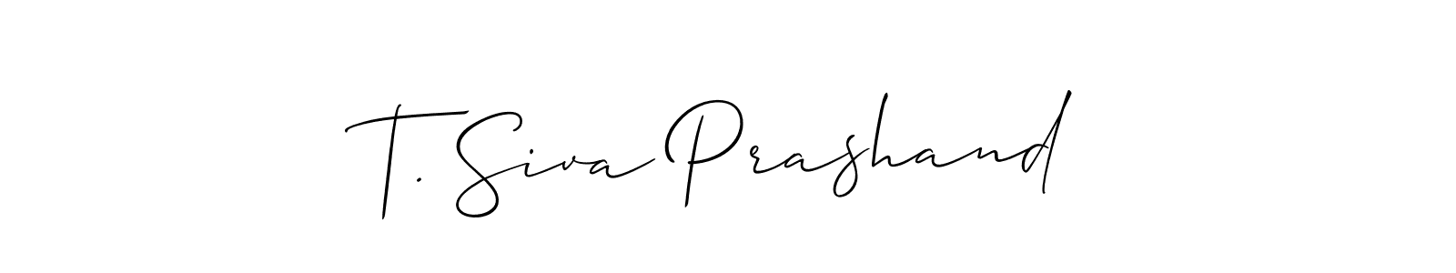 Use a signature maker to create a handwritten signature online. With this signature software, you can design (Allison_Script) your own signature for name T. Siva Prashand. T. Siva Prashand signature style 2 images and pictures png