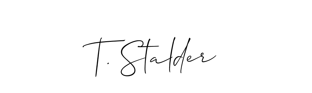 Allison_Script is a professional signature style that is perfect for those who want to add a touch of class to their signature. It is also a great choice for those who want to make their signature more unique. Get T. Stalder name to fancy signature for free. T. Stalder signature style 2 images and pictures png