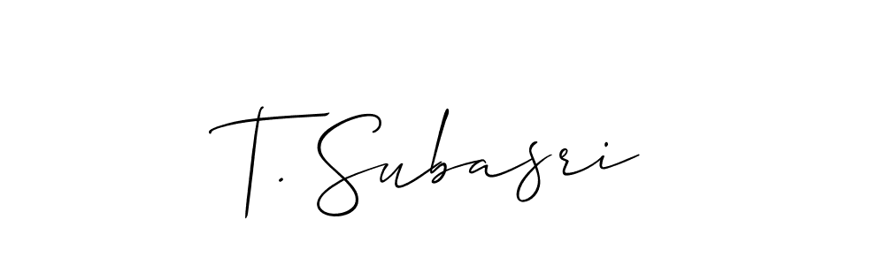 T. Subasri stylish signature style. Best Handwritten Sign (Allison_Script) for my name. Handwritten Signature Collection Ideas for my name T. Subasri. T. Subasri signature style 2 images and pictures png