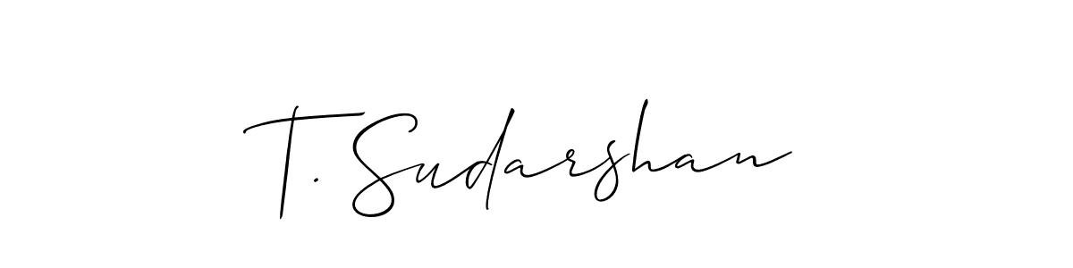Make a beautiful signature design for name T. Sudarshan. With this signature (Allison_Script) style, you can create a handwritten signature for free. T. Sudarshan signature style 2 images and pictures png