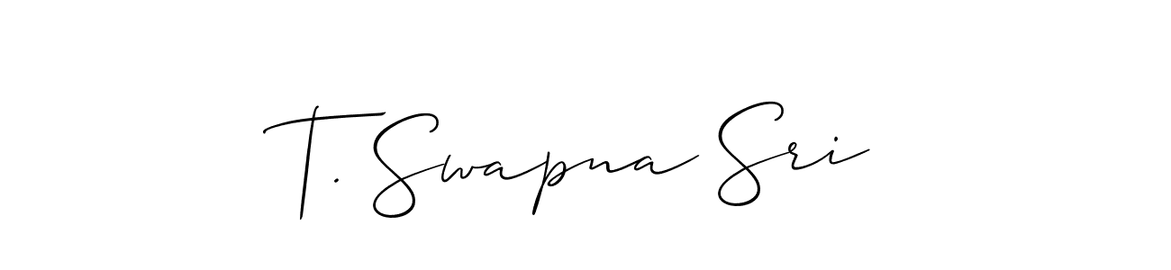 if you are searching for the best signature style for your name T. Swapna Sri. so please give up your signature search. here we have designed multiple signature styles  using Allison_Script. T. Swapna Sri signature style 2 images and pictures png