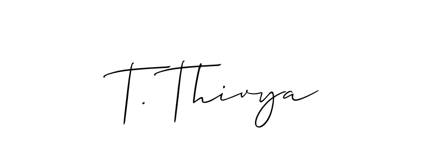 You should practise on your own different ways (Allison_Script) to write your name (T. Thivya) in signature. don't let someone else do it for you. T. Thivya signature style 2 images and pictures png