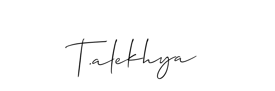 How to make T.alekhya name signature. Use Allison_Script style for creating short signs online. This is the latest handwritten sign. T.alekhya signature style 2 images and pictures png