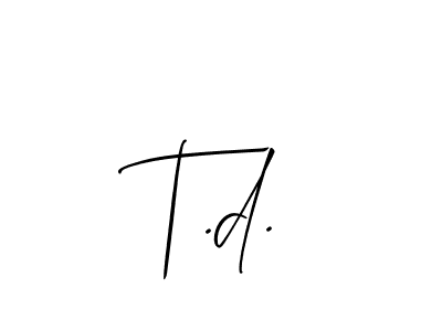 Make a beautiful signature design for name T.d.. With this signature (Allison_Script) style, you can create a handwritten signature for free. T.d. signature style 2 images and pictures png