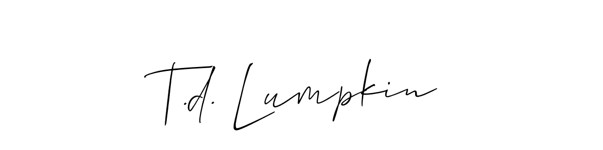 This is the best signature style for the T.d. Lumpkin name. Also you like these signature font (Allison_Script). Mix name signature. T.d. Lumpkin signature style 2 images and pictures png