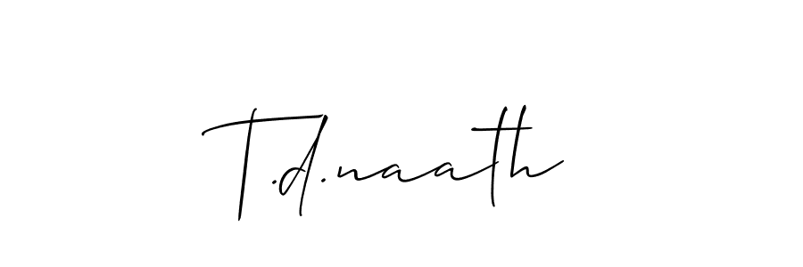 How to make T.d.naath name signature. Use Allison_Script style for creating short signs online. This is the latest handwritten sign. T.d.naath signature style 2 images and pictures png
