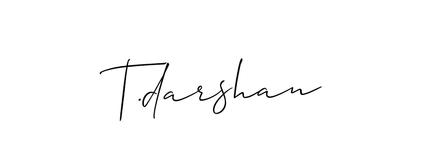 Use a signature maker to create a handwritten signature online. With this signature software, you can design (Allison_Script) your own signature for name T.darshan. T.darshan signature style 2 images and pictures png